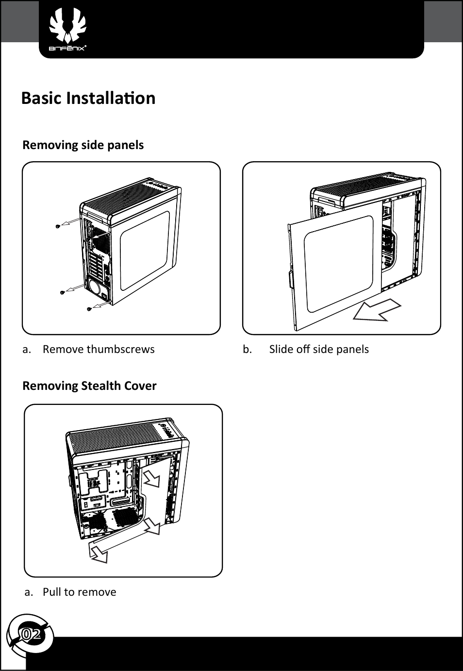Basic installation | BitFenix Ronin User Manual | Page 3 / 13