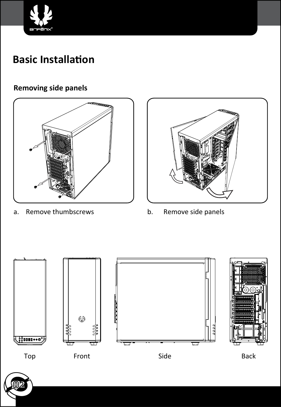 Basic installation | BitFenix Shadow User Manual | Page 3 / 15