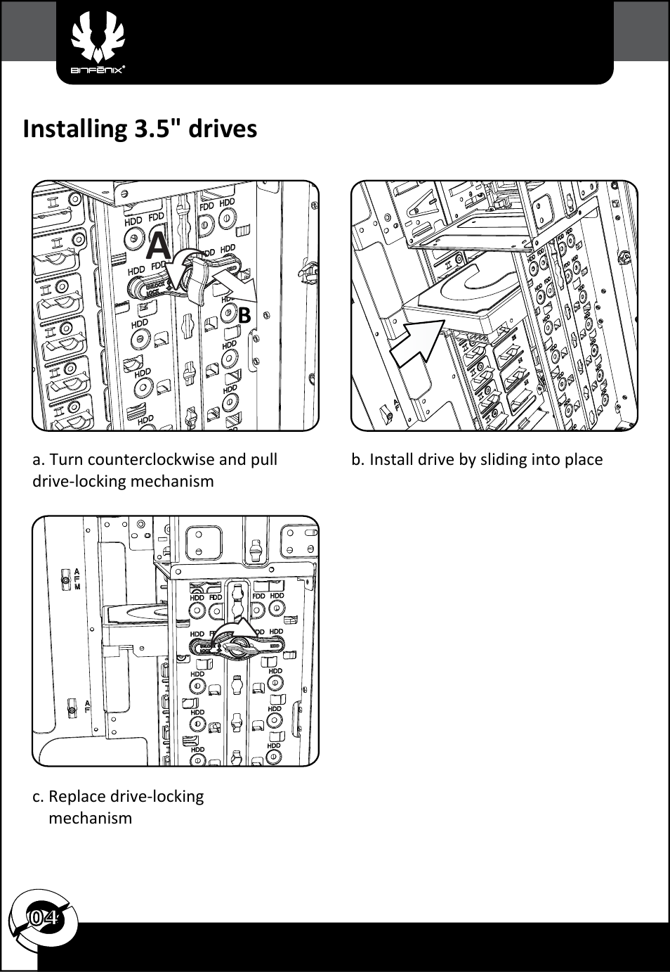 Installing 3.5" drives | BitFenix Shadow User Manual | Page 5 / 15