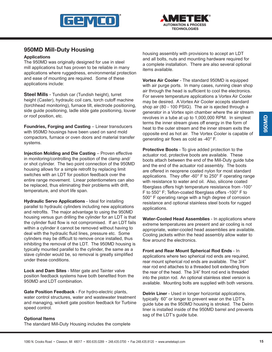 950md mill-duty housing | AMETEK 1986XPJ Explosion Proof Resolver User Manual | Page 15 / 71