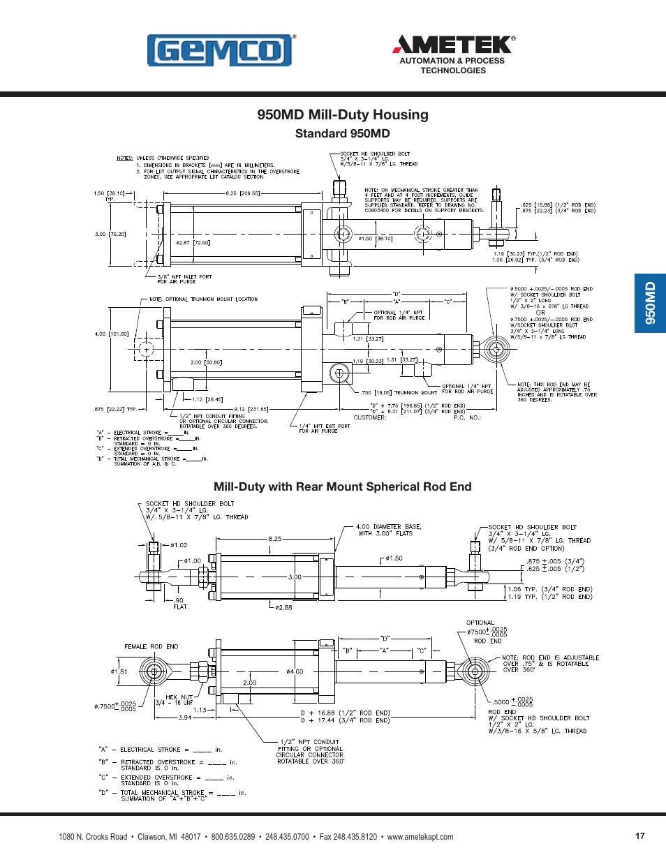 950md mill-duty housing | AMETEK 1986XPJ Explosion Proof Resolver User Manual | Page 17 / 71