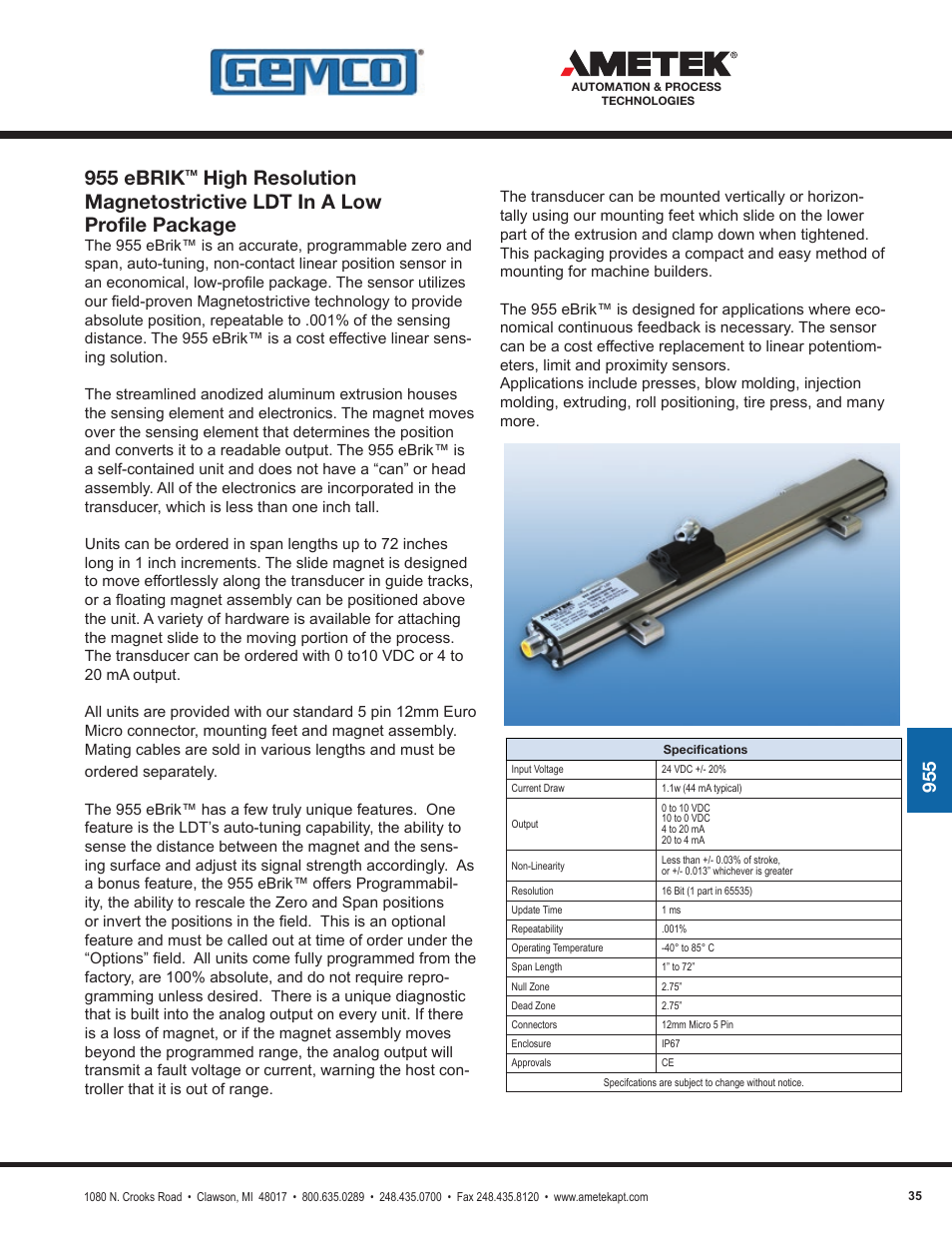 955 ebrik | AMETEK 1986XPJ Explosion Proof Resolver User Manual | Page 35 / 71