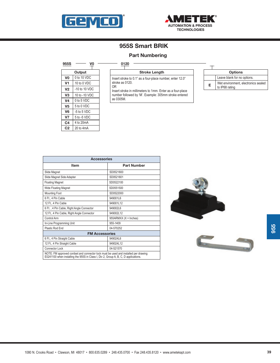 955s smart brik, Part numbering | AMETEK 1986XPJ Explosion Proof Resolver User Manual | Page 39 / 71