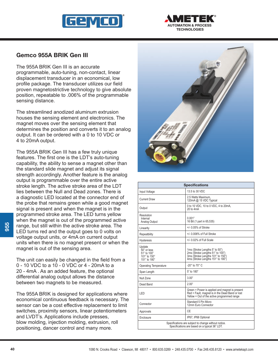 Gemco 955a brik gen iii | AMETEK 1986XPJ Explosion Proof Resolver User Manual | Page 40 / 71