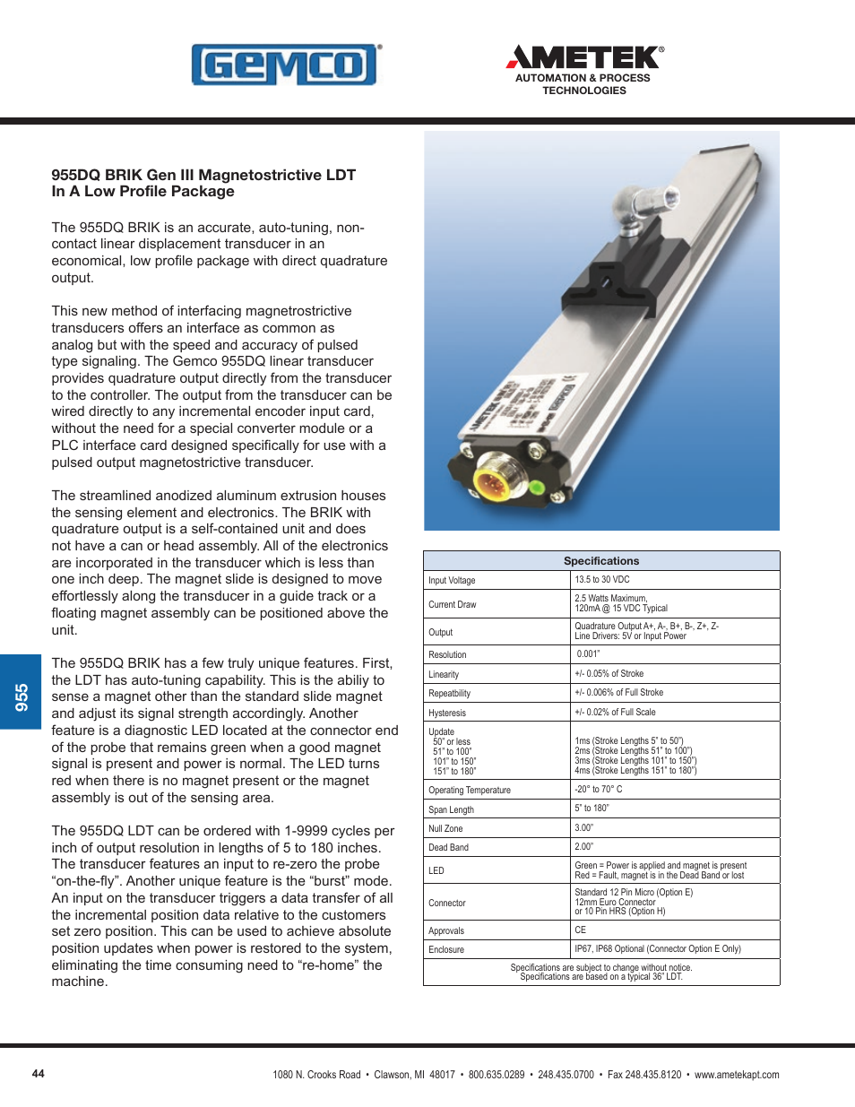 AMETEK 1986XPJ Explosion Proof Resolver User Manual | Page 44 / 71