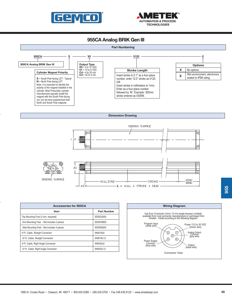 955ca analog brik gen iii | AMETEK 1986XPJ Explosion Proof Resolver User Manual | Page 49 / 71