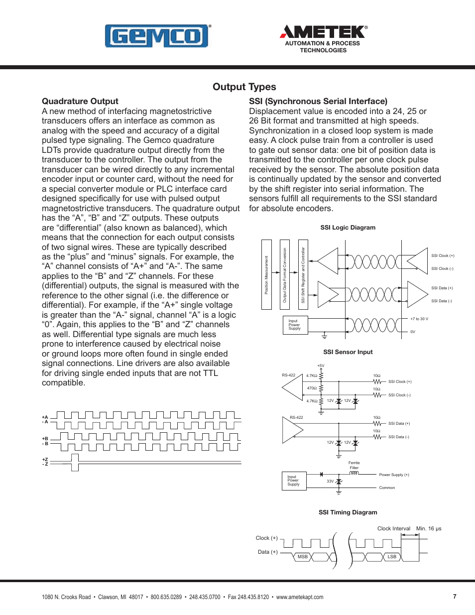 Output types | AMETEK 1986XPJ Explosion Proof Resolver User Manual | Page 7 / 71