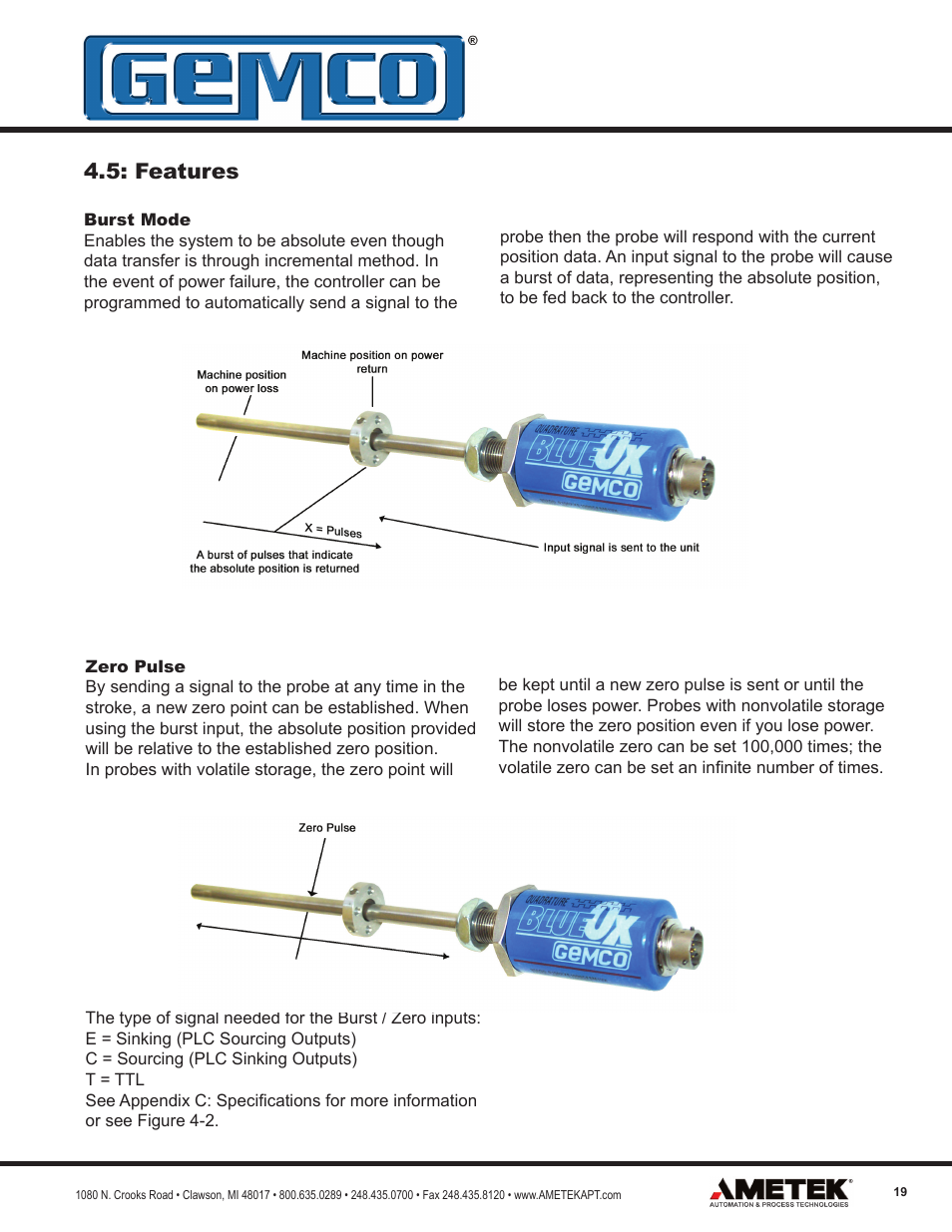 Features | AMETEK 952 BlueOx LDT User Manual | Page 19 / 36
