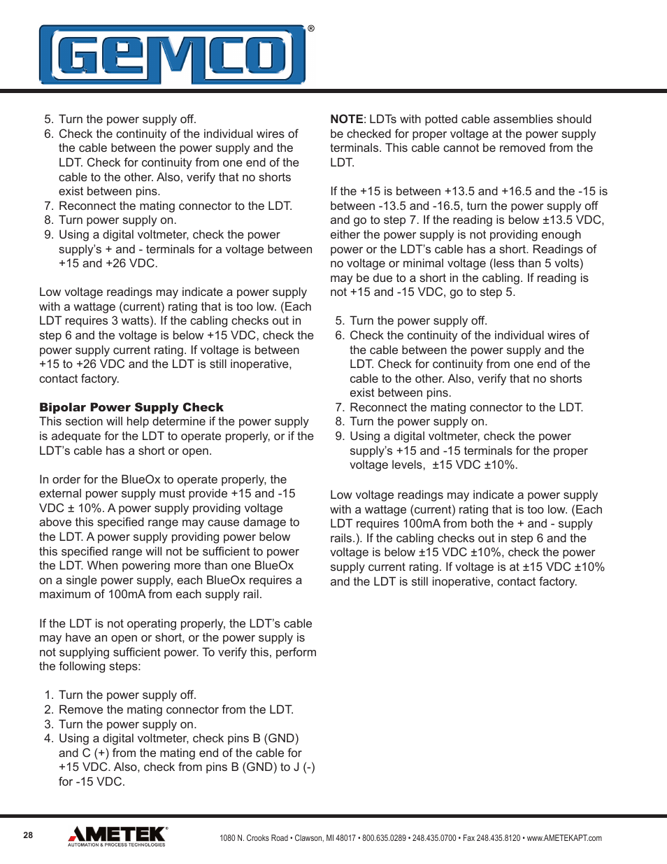 AMETEK 952 BlueOx LDT User Manual | Page 28 / 36
