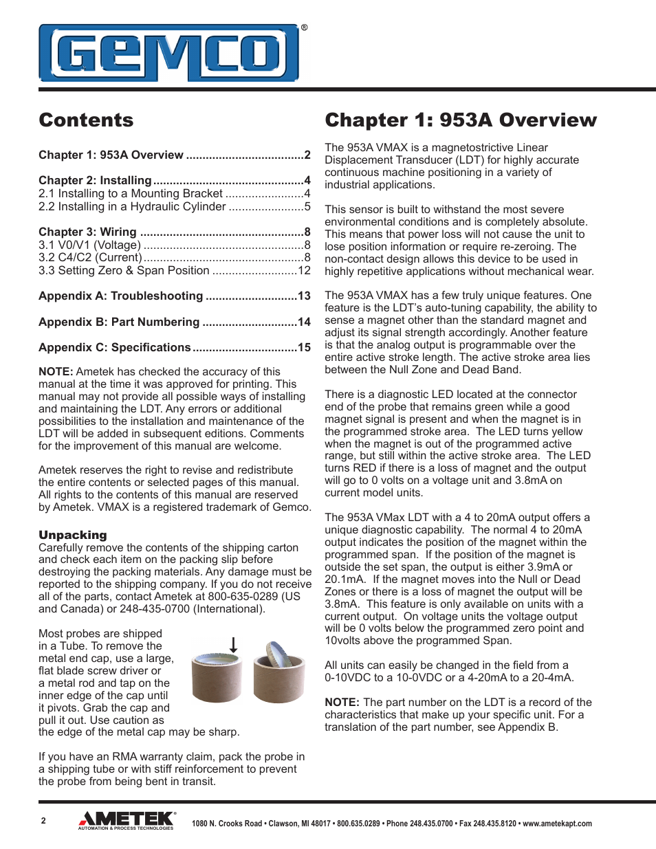 AMETEK 953 VMAX LDT User Manual | Page 2 / 18
