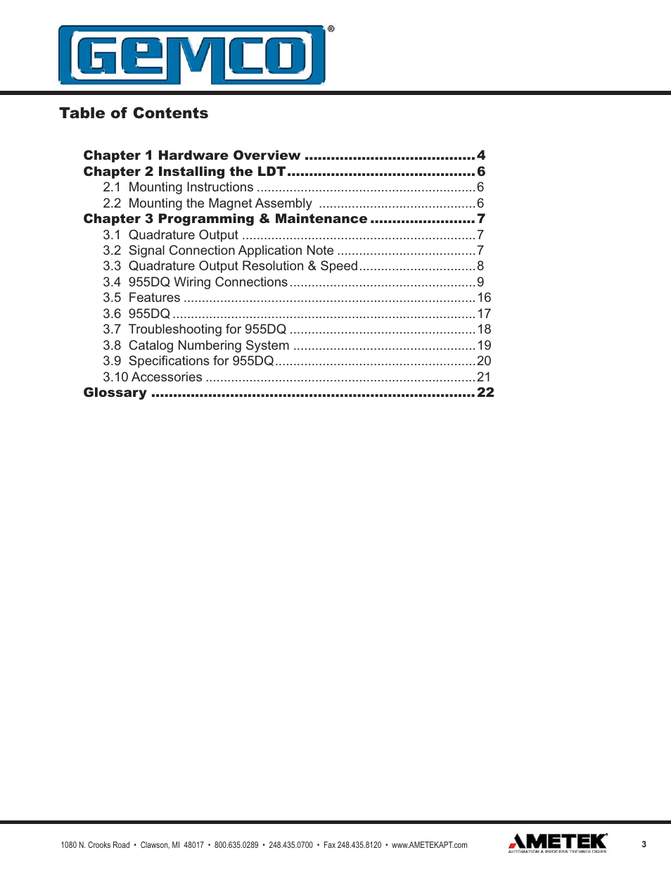 AMETEK 955DQ Brik LDT User Manual | Page 3 / 24
