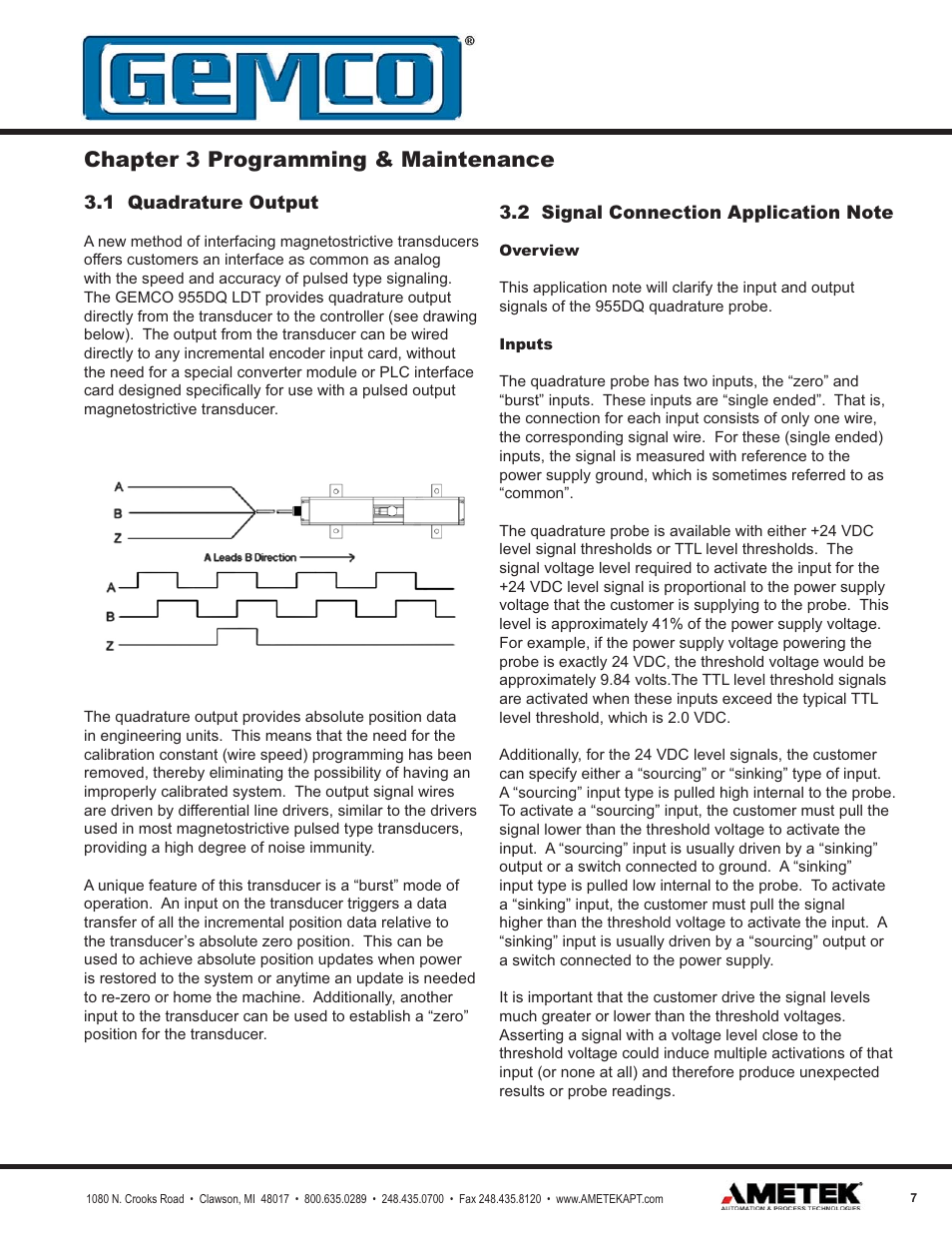 Chapter 3 programming & maintenance | AMETEK 955DQ Brik LDT User Manual | Page 7 / 24