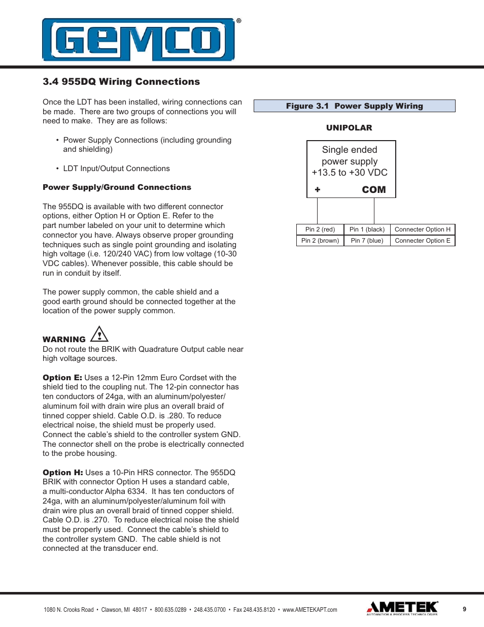 AMETEK 955DQ Brik LDT User Manual | Page 9 / 24