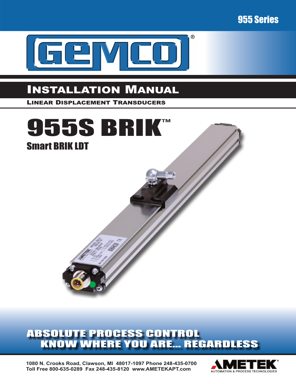 AMETEK 955S Smart Brik LDT User Manual | 8 pages