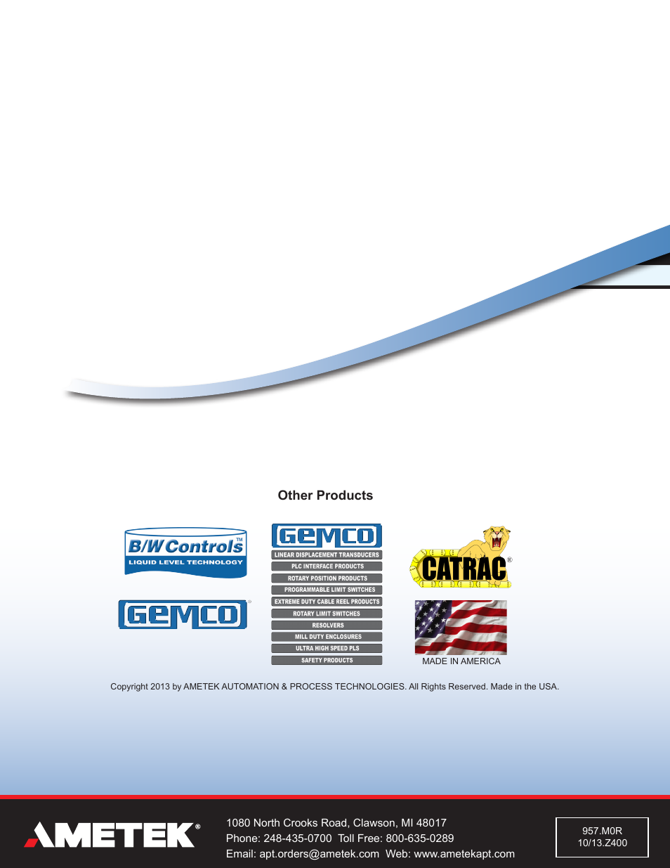 Other products | AMETEK 957 SSI Brik User Manual | Page 20 / 20