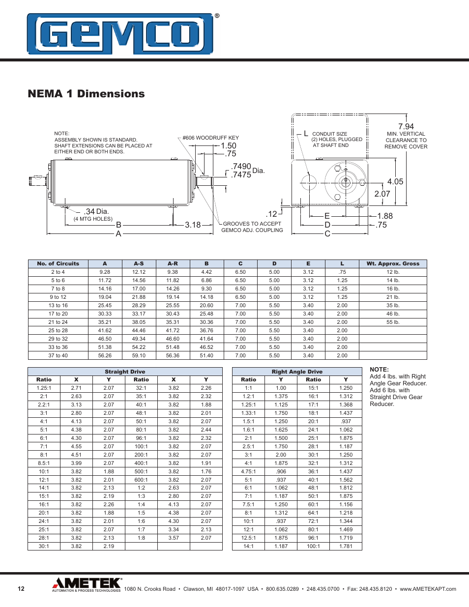 Nema 1 dimensions, B.34 | AMETEK 1980 Rotating Cam Limit Switch User Manual | Page 12 / 20