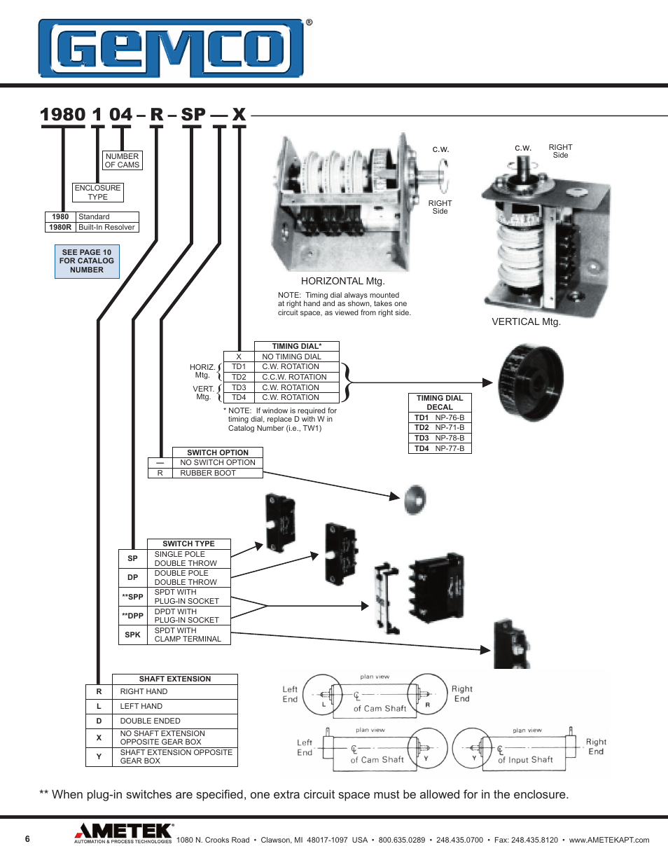 AMETEK 1980 Rotating Cam Limit Switch User Manual | Page 6 / 20