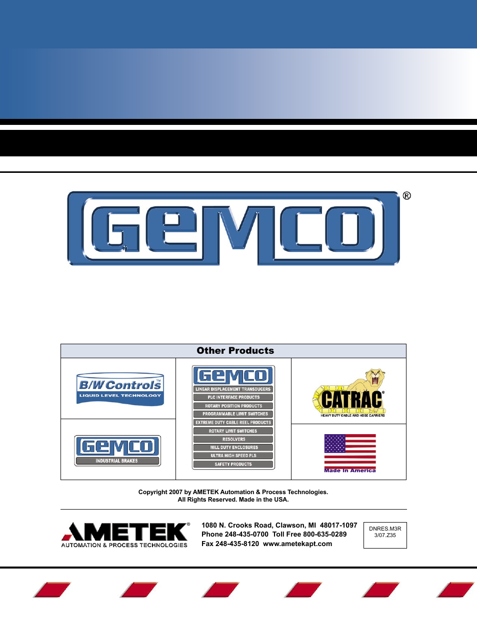 Other products | AMETEK 1986 DN DeviceNet Resolver User Manual | Page 20 / 20