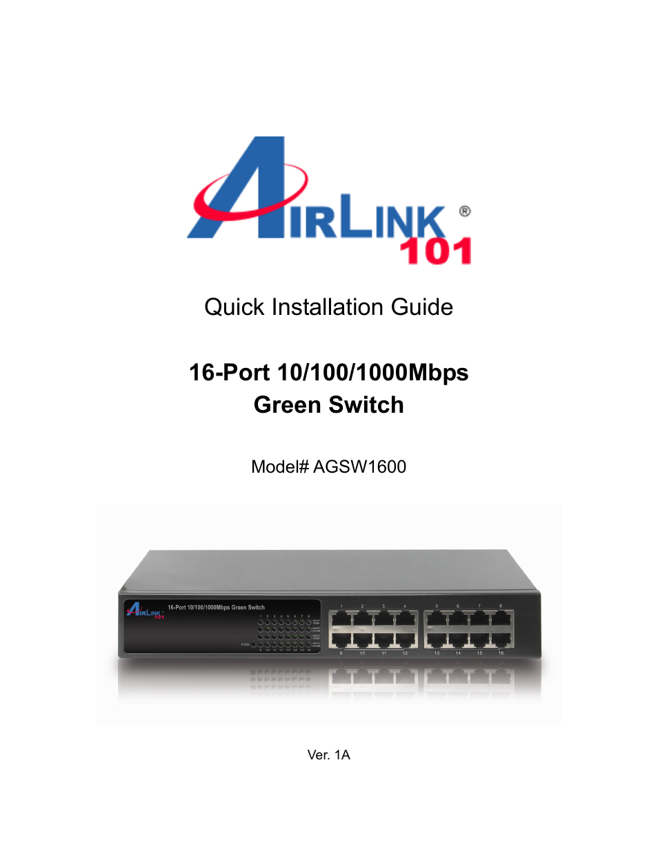 Airlink101 AGSW1600 User Manual | 13 pages