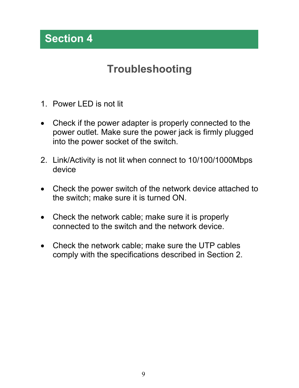 Troubleshooting | Airlink101 AGSW1600 User Manual | Page 10 / 13