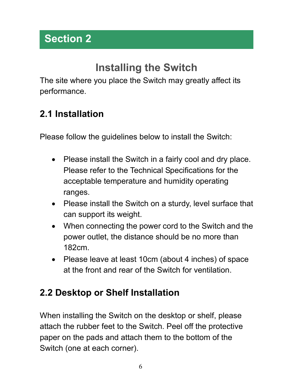 Installing the switch | Airlink101 AGSW1600 User Manual | Page 7 / 13