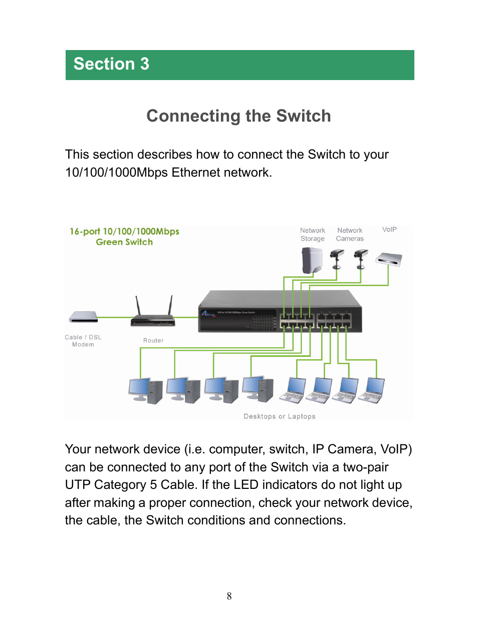 Connecting the switch | Airlink101 AGSW1600 User Manual | Page 9 / 13