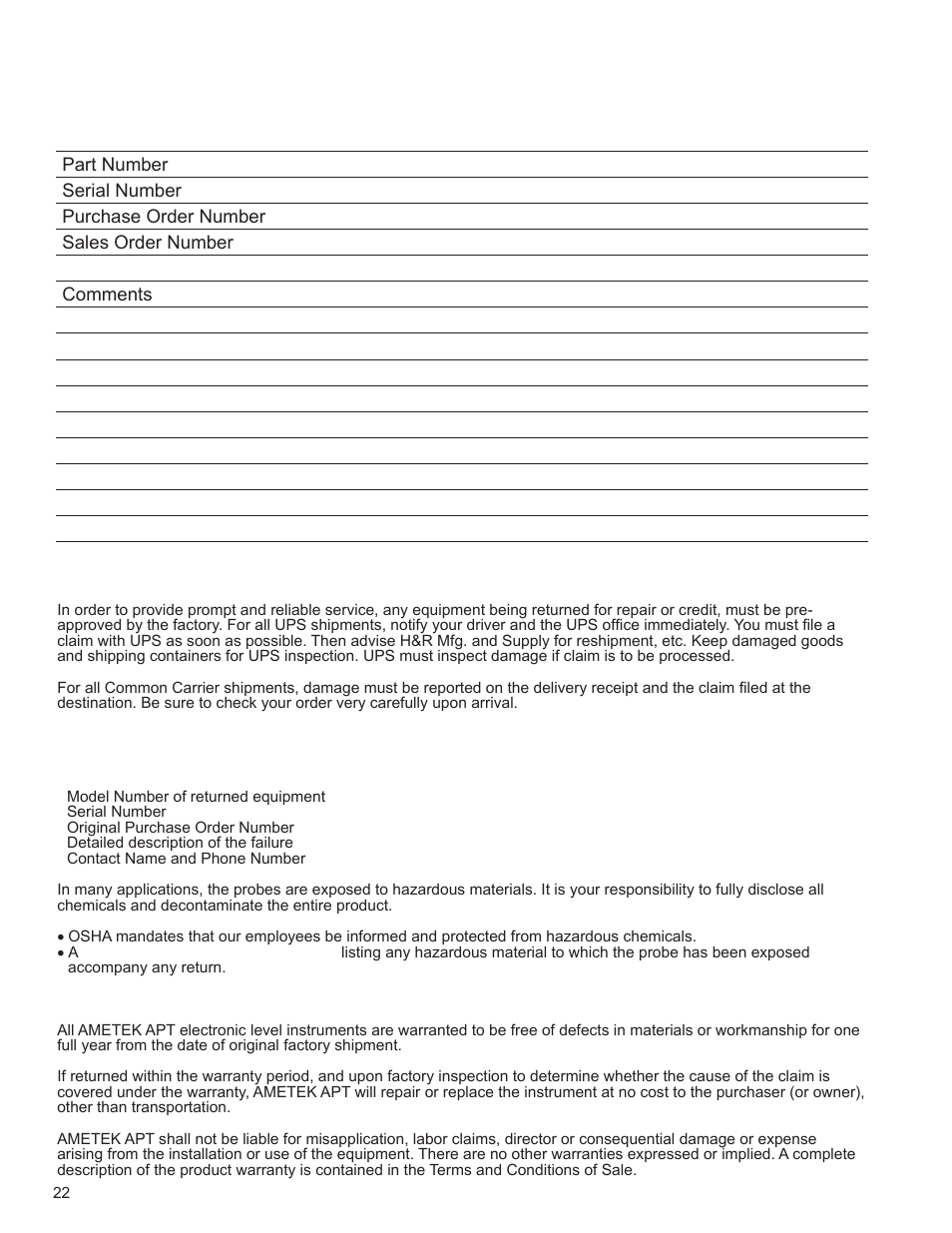 AMETEK 7230 HT Digital Probe User Manual | Page 24 / 25