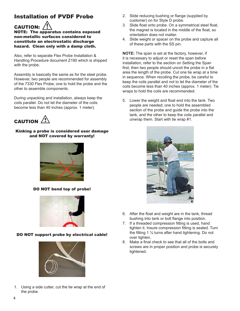 Installation of pvdf probe | AMETEK 7330 Pro-Stik II User Manual | Page 4 / 12