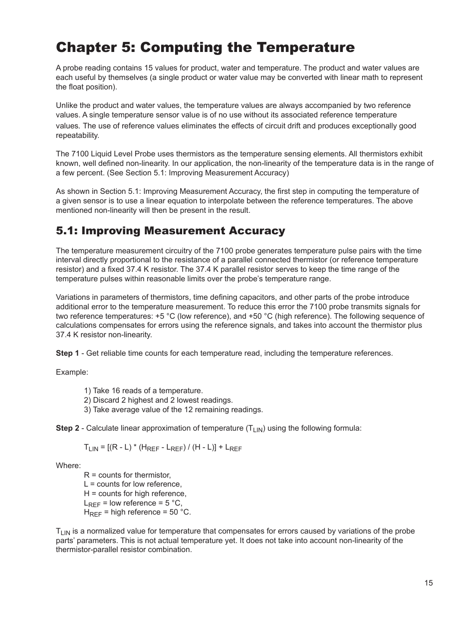 Chapter 5: computing the temperature, Improving measurement accuracy | AMETEK 7100 Leak Detect Stik User Manual | Page 17 / 22