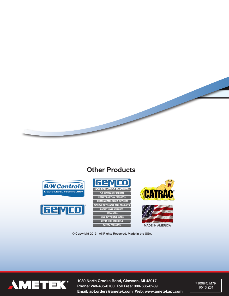 Other products | AMETEK 7100 Leak Detect Stik User Manual | Page 22 / 22