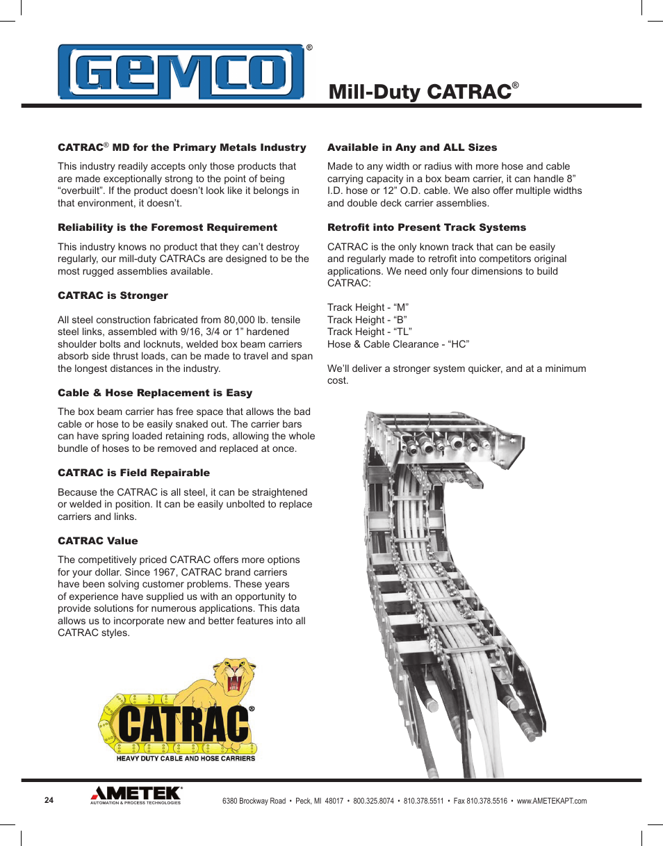 Mill-duty catrac | AMETEK Snaptrac User Manual | Page 24 / 32