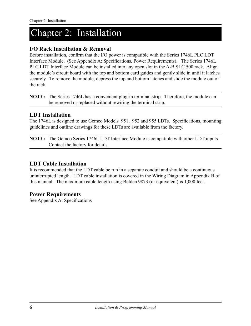 Chapter 2.pdf, Chapter 2: installation | AMETEK 1746 LDT Interface Card User Manual | Page 10 / 24