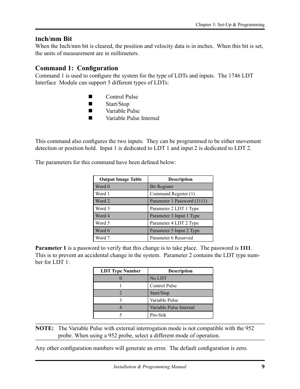 Nch/mm bit, Command 1: conﬁguration | AMETEK 1746 LDT Interface Card User Manual | Page 13 / 24