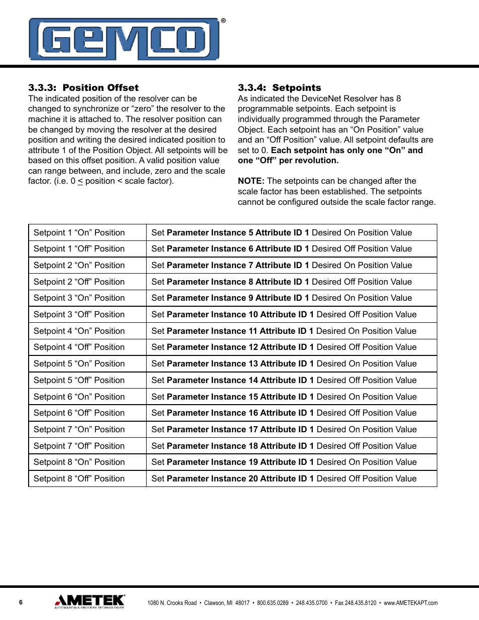 AMETEK 1990 DN DeviceNet Resolver Interface Module User Manual | Page 6 / 20