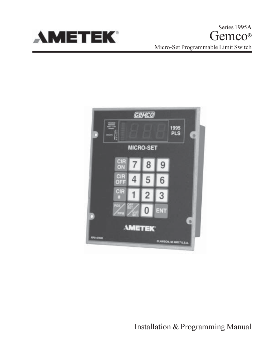 AMETEK 1995A Micro-Set PLS User Manual | 38 pages