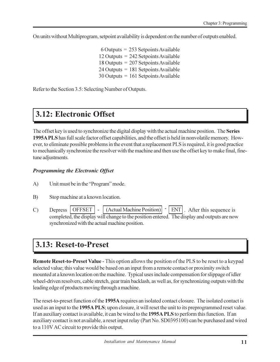 Electronic offset, Reset-to-preset | AMETEK 1995A Micro-Set PLS User Manual | Page 15 / 38