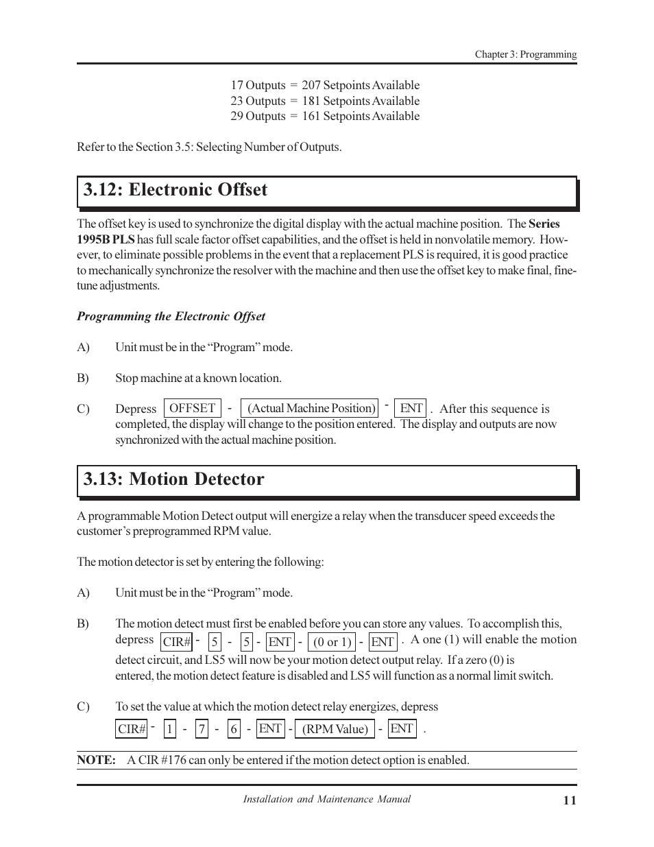 Electronic offset, Motion detector | AMETEK 1995B Micro-Set PLS with Brake Monitor User Manual | Page 15 / 40