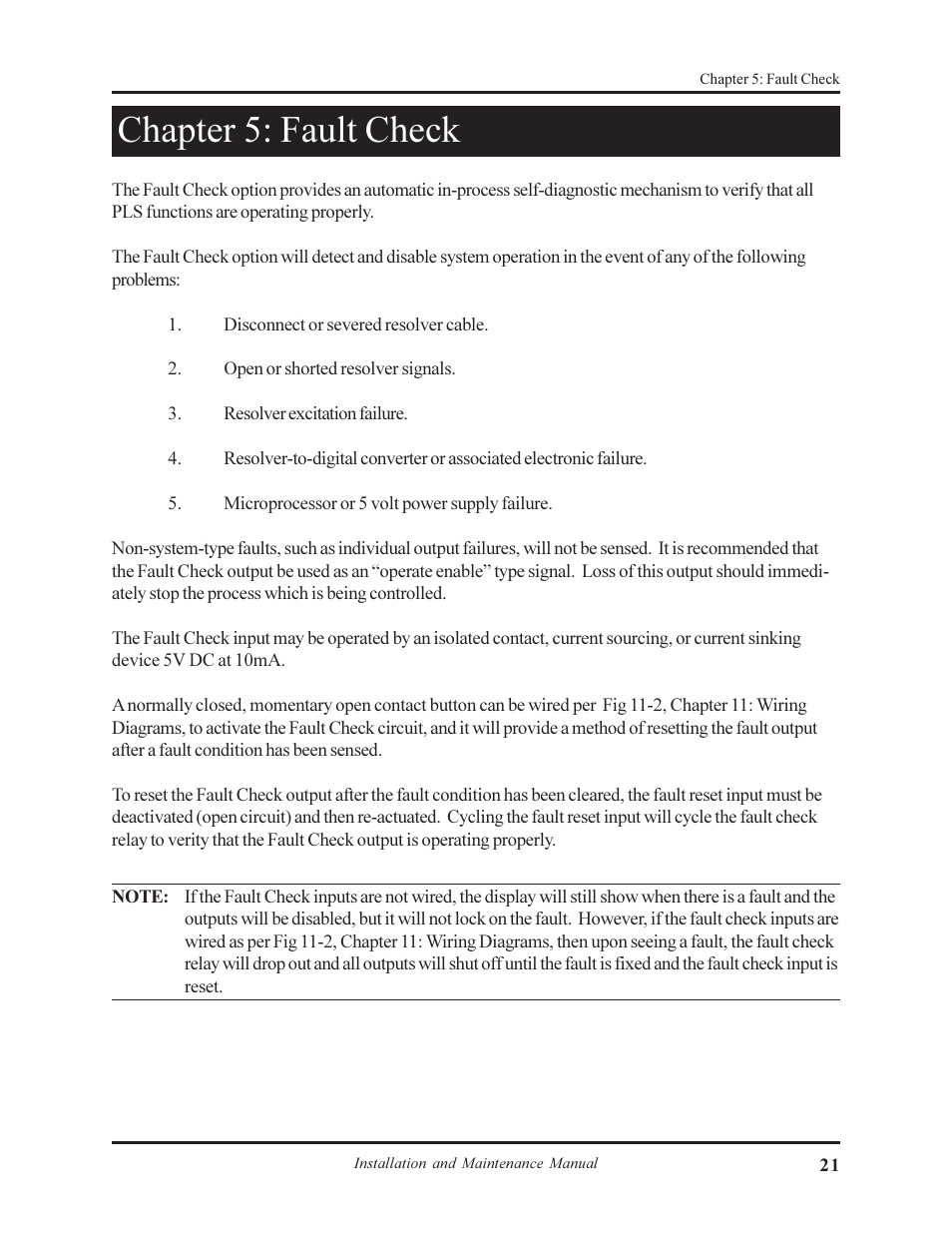 Chapter 5: fault check | AMETEK 1995B Micro-Set PLS with Brake Monitor User Manual | Page 25 / 40