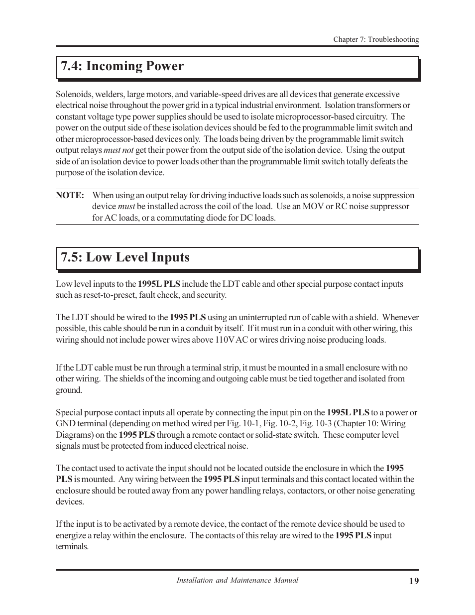 Incoming power, Low level inputs | AMETEK 1995L Micro-Set PLS User Manual | Page 23 / 33