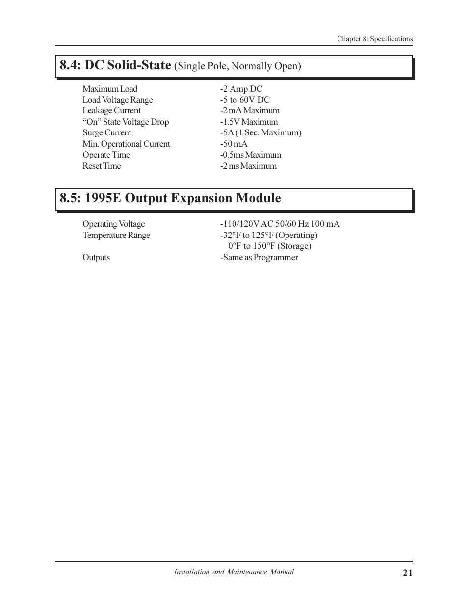 Dc solid-state, 1995e output expansion module | AMETEK 1995L Micro-Set PLS User Manual | Page 25 / 33