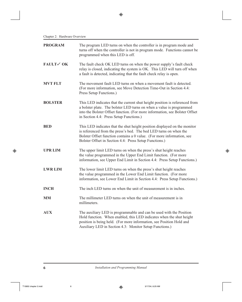 AMETEK 2110 Shut Height Monitor User Manual | Page 10 / 59