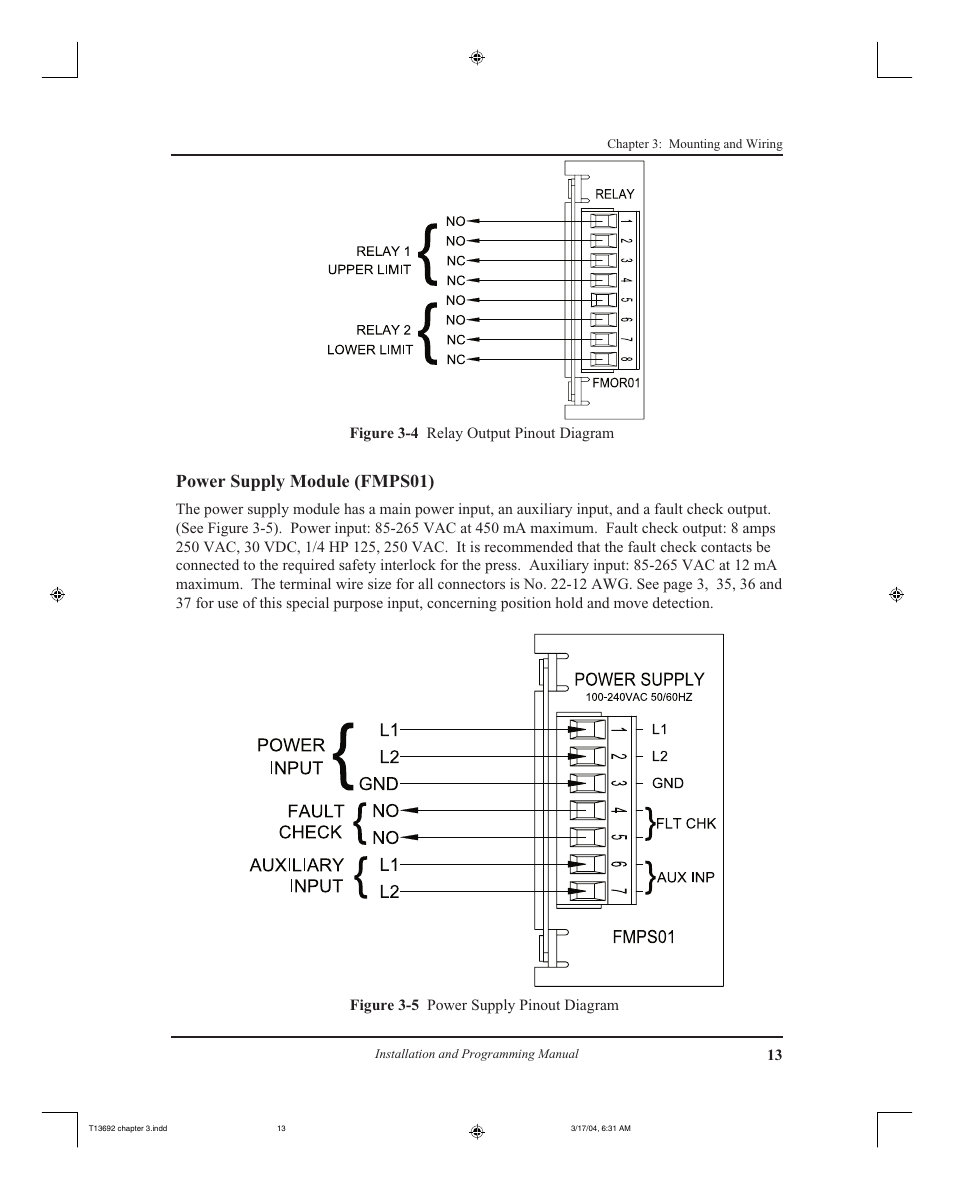 Power supply module (fmps01) | AMETEK 2110 Shut Height Monitor User Manual | Page 17 / 59