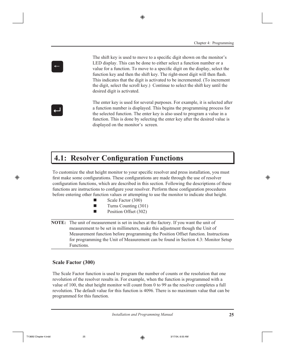 Resolver configuration functions | AMETEK 2110 Shut Height Monitor User Manual | Page 29 / 59