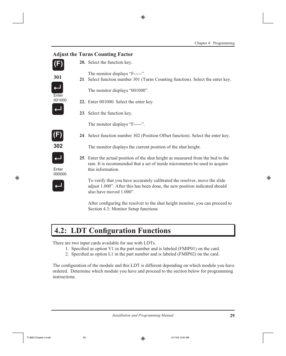 Ldt configuration functions | AMETEK 2110 Shut Height Monitor User Manual | Page 33 / 59