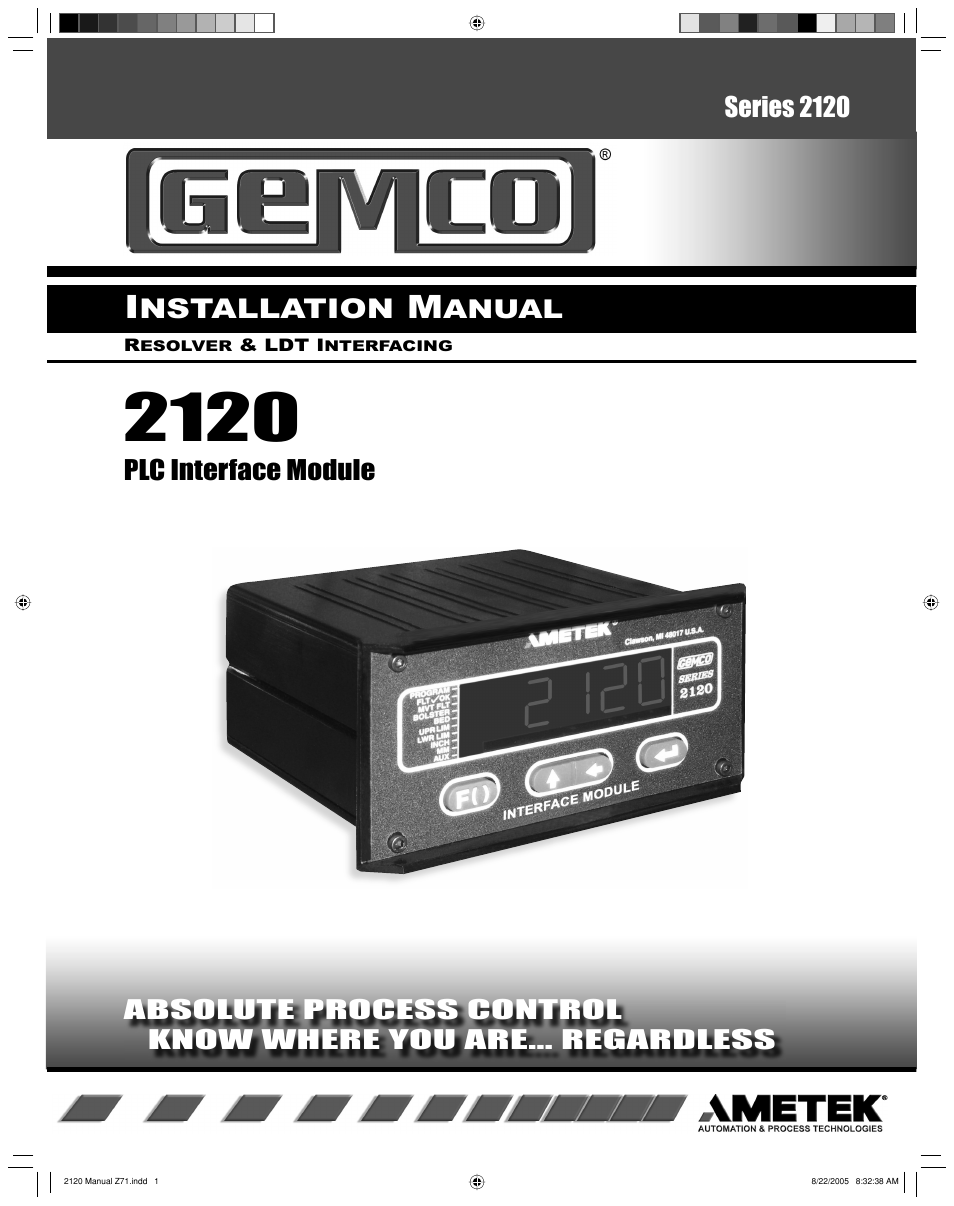 AMETEK 2120 PLC Interface Module User Manual | 64 pages