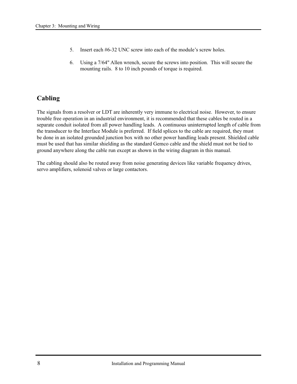 Cabling | AMETEK 2120 PLC Interface Module User Manual | Page 12 / 64