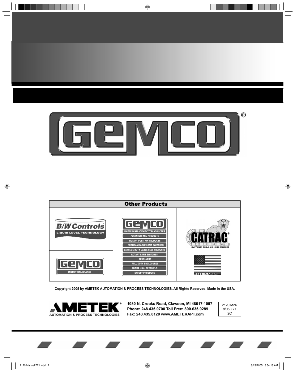 Other products | AMETEK 2120 PLC Interface Module User Manual | Page 64 / 64