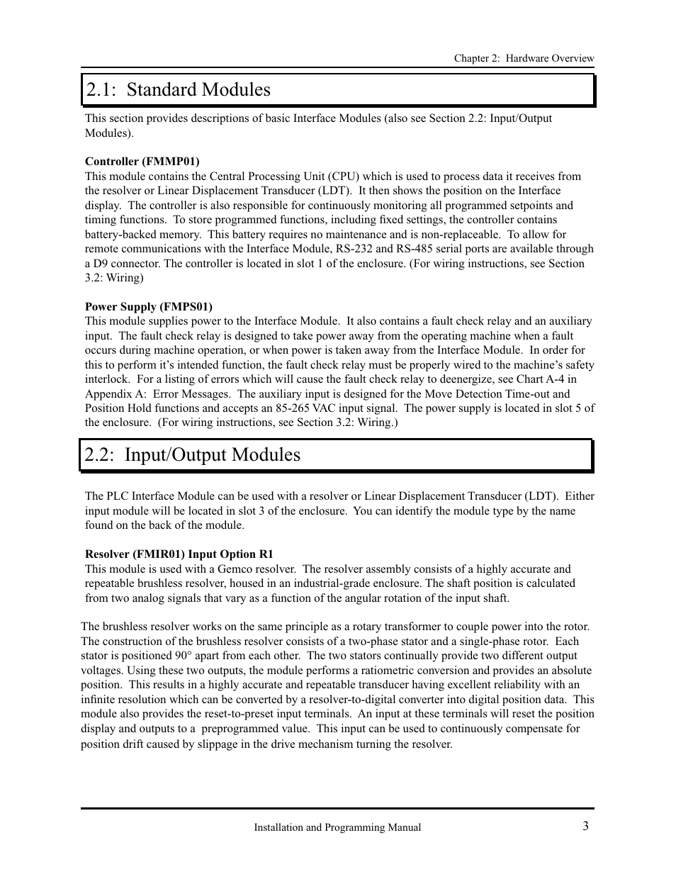 Input/output modules 2.1: standard modules | AMETEK 2120 PLC Interface Module User Manual | Page 7 / 64