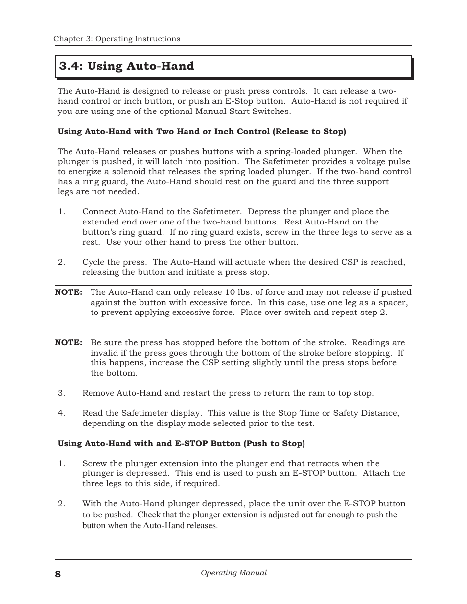 Using auto-hand | AMETEK 1025 Foot & Palm Switches User Manual | Page 12 / 24