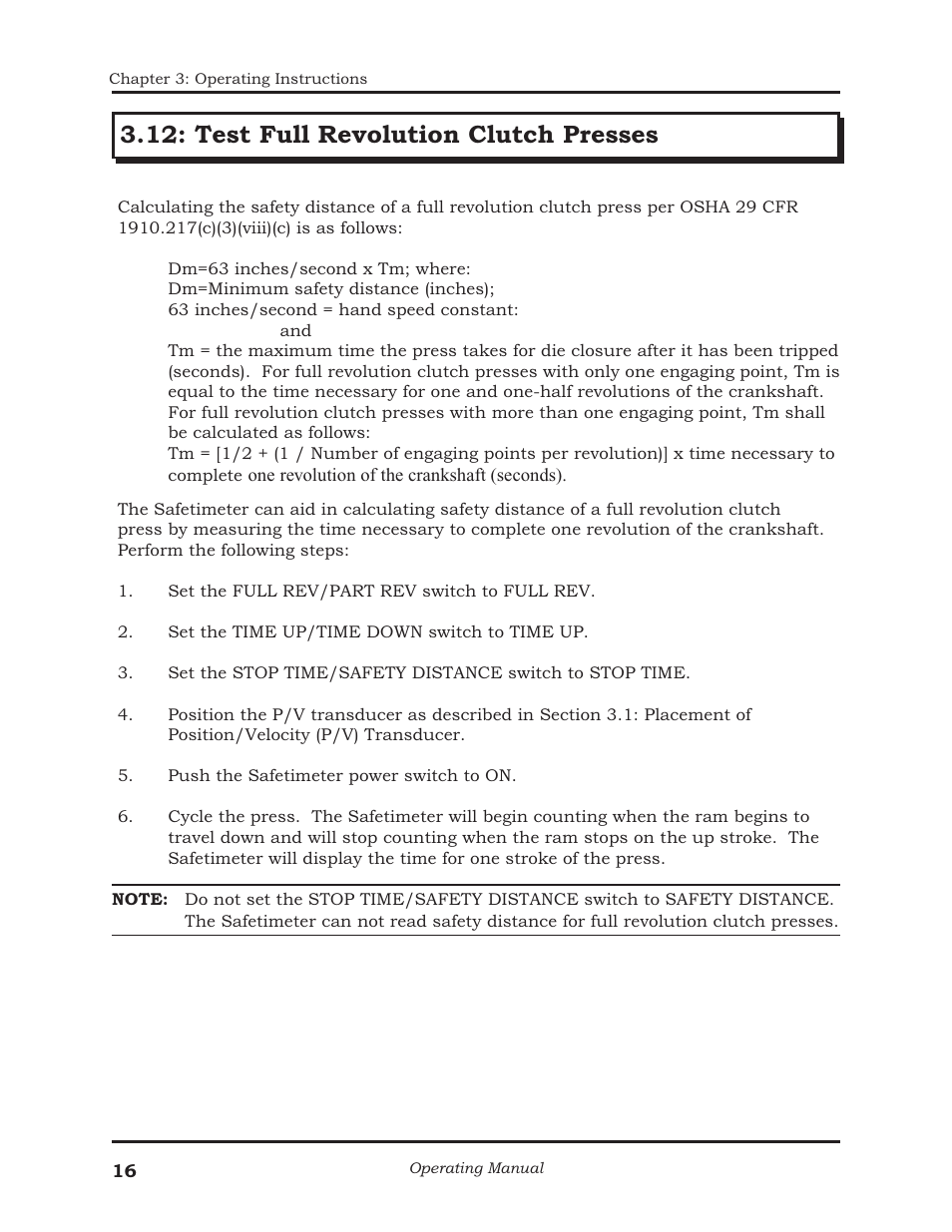 Test full revolution clutch presses | AMETEK 1025 Foot & Palm Switches User Manual | Page 20 / 24